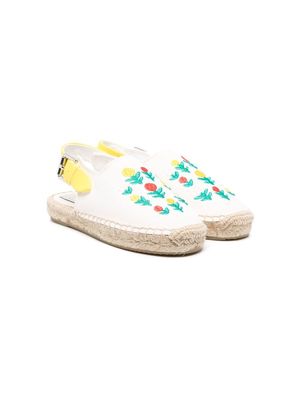 Stella McCartney Kids floral-embroidered slingback espadrilles - White