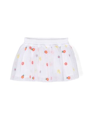 Stella McCartney Kids floral-embroidered tutu skirt - White