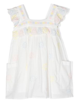 Stella McCartney Kids floral-embroidery sleeveless dress - White