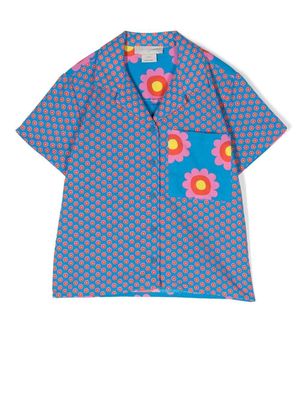 Stella McCartney Kids floral-print cotton shirt - Blue