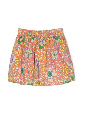 Stella McCartney Kids floral-print cotton shorts - Orange