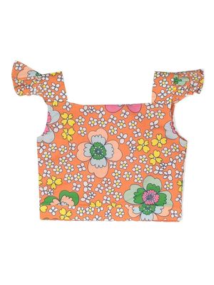 Stella McCartney Kids floral-print cotton top - Orange