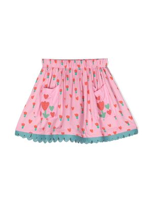 Stella McCartney Kids floral-print curved skirt - Pink