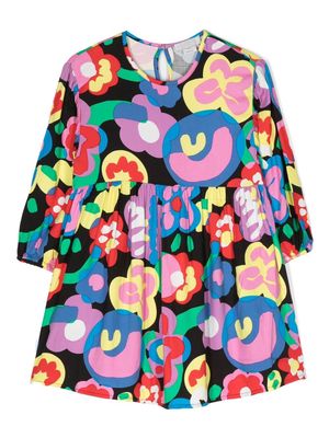 Stella McCartney Kids floral-print long-sleeve dress - Black
