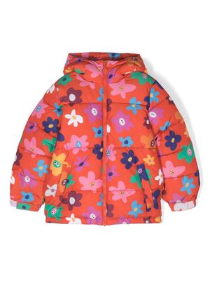Stella McCartney Kids floral-print padded jacket - Orange