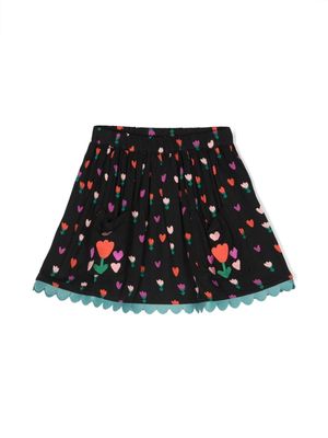 Stella McCartney Kids floral-print pleated skirt - Black
