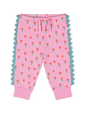 Stella McCartney Kids floral-print scallop-trim trousers - Pink