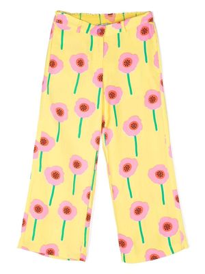 Stella McCartney Kids floral-print wide-leg trousers - Yellow