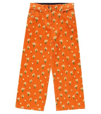 Stella McCartney Kids Floral wide cotton corduroy pants