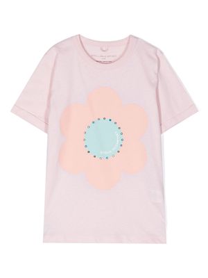 Stella McCartney Kids flower-print cotton T-shirt - Pink
