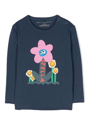 Stella McCartney Kids flower-print long-sleeve T-shirt - Blue