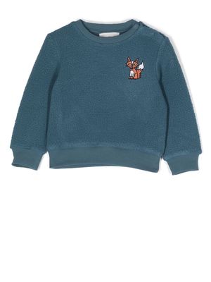 Stella McCartney Kids Fox-patch fleece sweatshirt - Blue