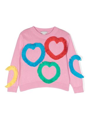 Stella McCartney Kids frayed-detail knitted jumper - Pink