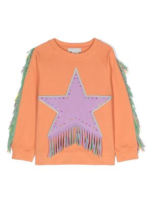 Stella McCartney Kids fringed organic-cotton sweatshirt - Orange
