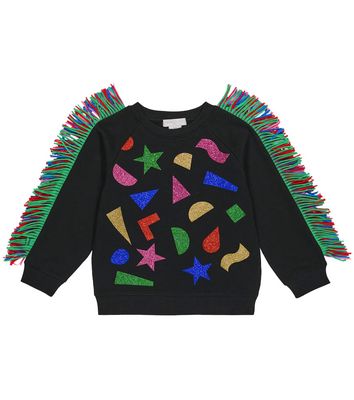 Stella McCartney Kids Fringed printed jersey sweatshirt