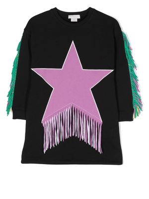 Stella McCartney Kids fringed star-patch sweater dress - Black