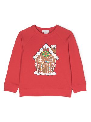 Stella McCartney Kids Gingerbread House organic cotton sweatshirt - Red