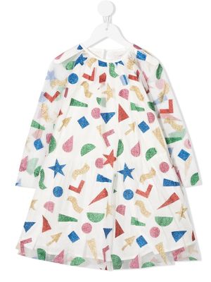 Stella McCartney Kids glitter-shape party dress - White