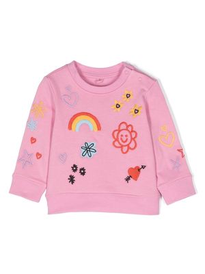 Stella McCartney Kids graphic-embroidered cotton sweatshirt - Pink