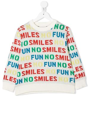 Stella McCartney Kids graphic-intarsia slogan jumper - White