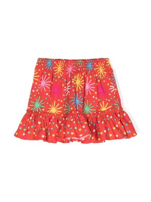 Stella McCartney Kids graphic-print ruffled skirt - Red