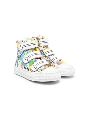 Stella McCartney Kids graphic-print touch-strap sneakers - White