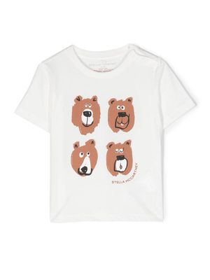 Stella McCartney Kids Grizzly Bear-print organic-cotton T-shirt - White