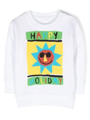 Stella McCartney Kids Happy Holiday cotton sweatshirt - White