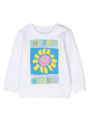Stella McCartney Kids Happy Holiday-print cotton sweatshirt - White