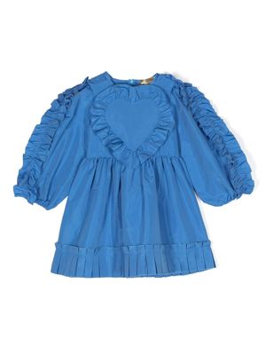 Stella McCartney Kids heart-appliqué ruffled taffeta dress - Blue