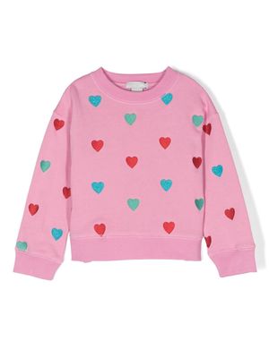 Stella McCartney Kids heart-embroidered cotton sweatshirt - Pink