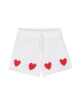 Stella McCartney Kids heart-motif crochet shorts - White
