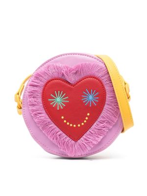 Stella McCartney Kids heart-patch circular crossbody bag - Pink