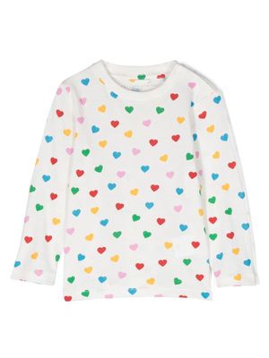 Stella McCartney Kids heart-print round-neck T-shirt - White