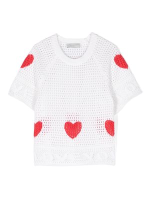 Stella McCartney Kids I Love You crochet-knit T-shirt - White