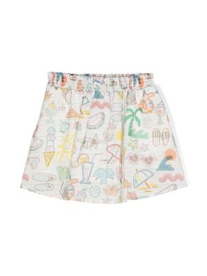 Stella McCartney Kids illustration-style print skirt - White