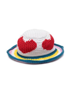 Stella McCartney Kids intarsia-knit cotton hat - White