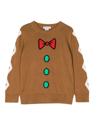 Stella McCartney Kids intarsia-knit cotton jumper - Brown