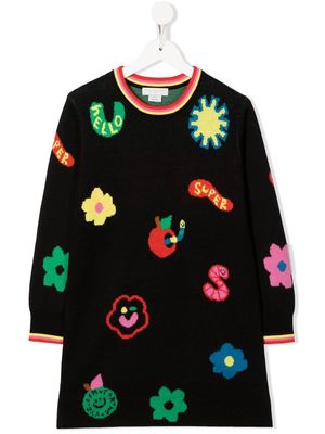 Stella McCartney Kids jacquard-knit sustainable-cotton dress - Black