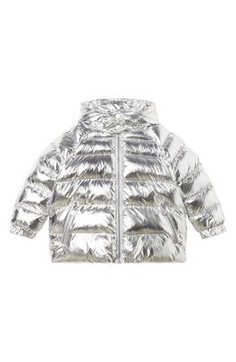 Stella McCartney Kids Kids' Metallic Puffer Coat with Detachable Hood in 925 Silver