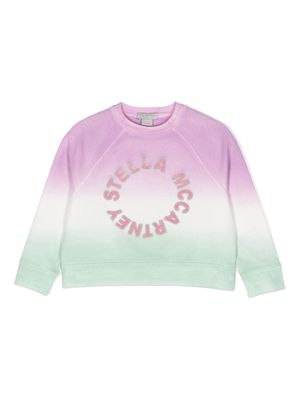 Stella McCartney Kids logo-appliqué gradient sweatshirt - Green