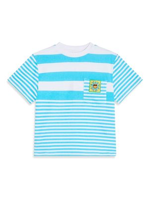 Stella McCartney Kids logo-appliqué striped T-shirt - Blue