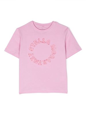 Stella McCartney Kids logo-appliqué T-shirt - Pink