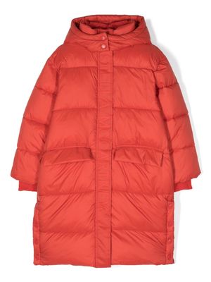 Stella McCartney Kids logo-embossed hooded padded coat - Red