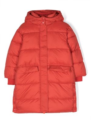 Stella McCartney Kids logo-embossed hooded puffer jacket - Red