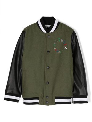 Stella McCartney Kids logo-embroidered bomber jacket - Green