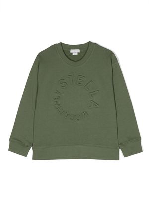 Stella McCartney Kids logo-embroidered cotton sweatshirt - Green