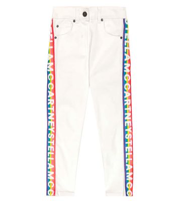 Stella McCartney Kids Logo embroidered cotton twill pants