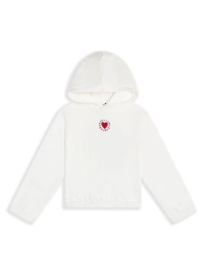 Stella McCartney Kids logo-embroidered organic cotton hoodie - White