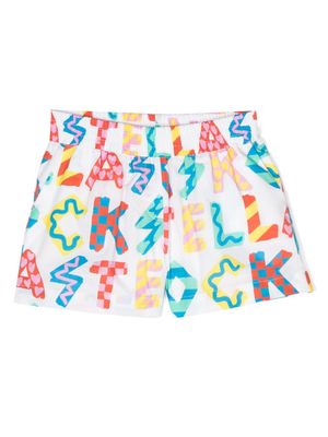 Stella McCartney Kids logo-letters print elasticated-waistband shorts - White
